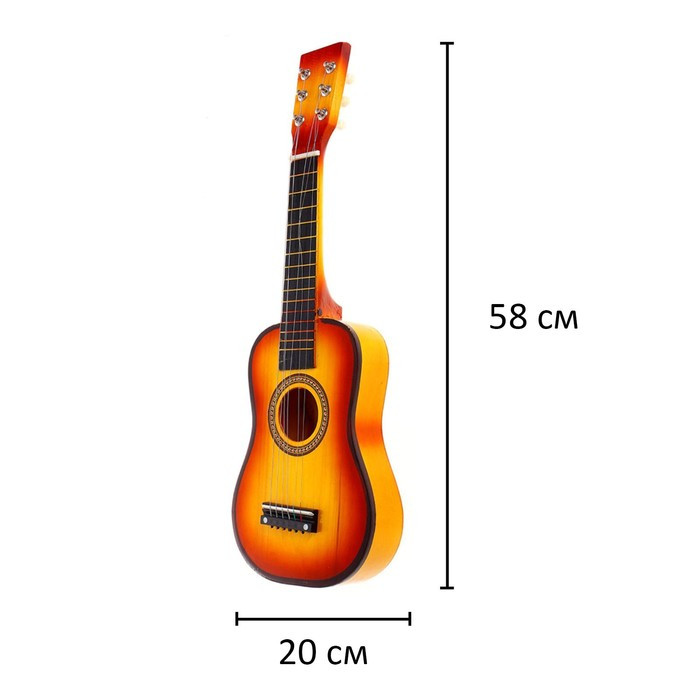 Музыкальная игрушка "Гитара" 58 см, 6 струн, медиатор, цвета МИКС - фото 2 - id-p204091755