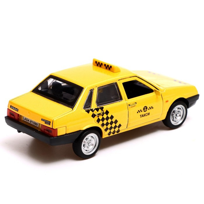 Машина металлическая ВАЗ-21099 «Спутник такси», 12 см, открываются двери и багажник, цвет жёлтый - фото 3 - id-p204094332