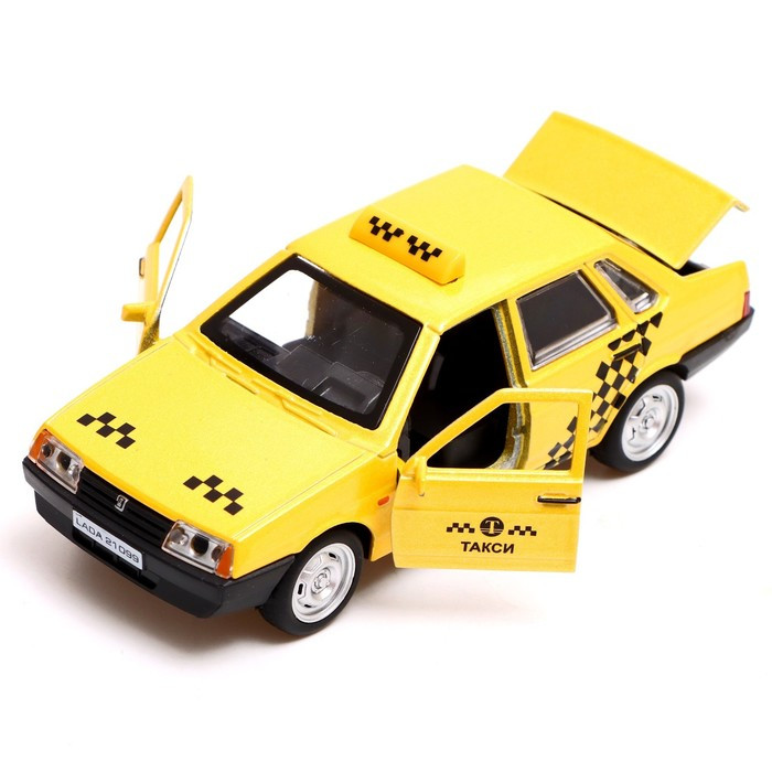 Машина металлическая ВАЗ-21099 «Спутник такси», 12 см, открываются двери и багажник, цвет жёлтый - фото 4 - id-p204094332