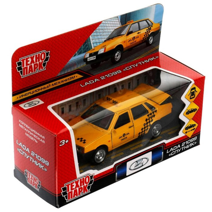 Машина металлическая ВАЗ-21099 «Спутник такси», 12 см, открываются двери и багажник, цвет жёлтый - фото 7 - id-p204094332