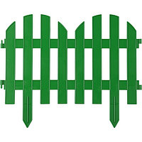 Ограждение декоративное, 28 × 300 см, 5 секций, пластик, зелёный, GRINDA «Палисадник»