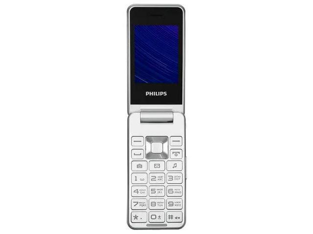 Телефон раскладушка кнопочный сотовый Philips Xenium E2601 серебристый мобильный раскладной - фото 1 - id-p204094806
