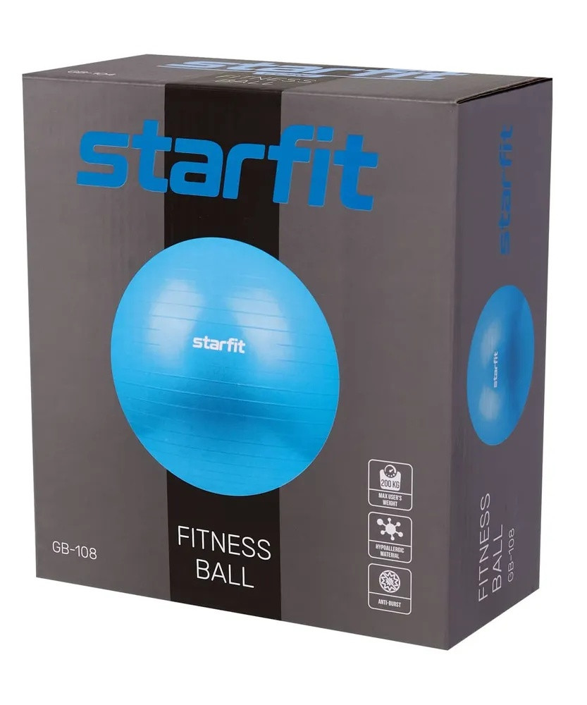 Мяч гимнастический STARFIT GB-108-75-DBL, темно-синий, антивзрыв, 75 см - фото 3 - id-p204099326