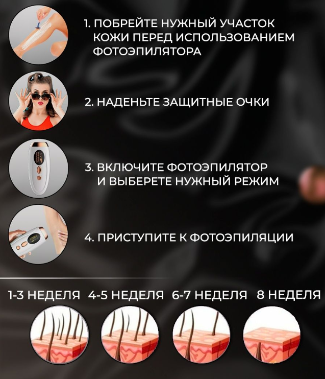 Фотоэпилятор для удаления волос IPL Hair Removal Device 999999 импульсов - фото 9 - id-p204101371