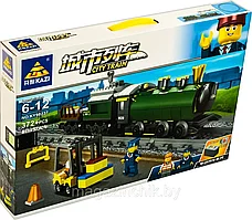 Детский конструктор Грузовой поезд на батарейках 98237, паровоз аналог лего lego сити железная дорога 372 дет