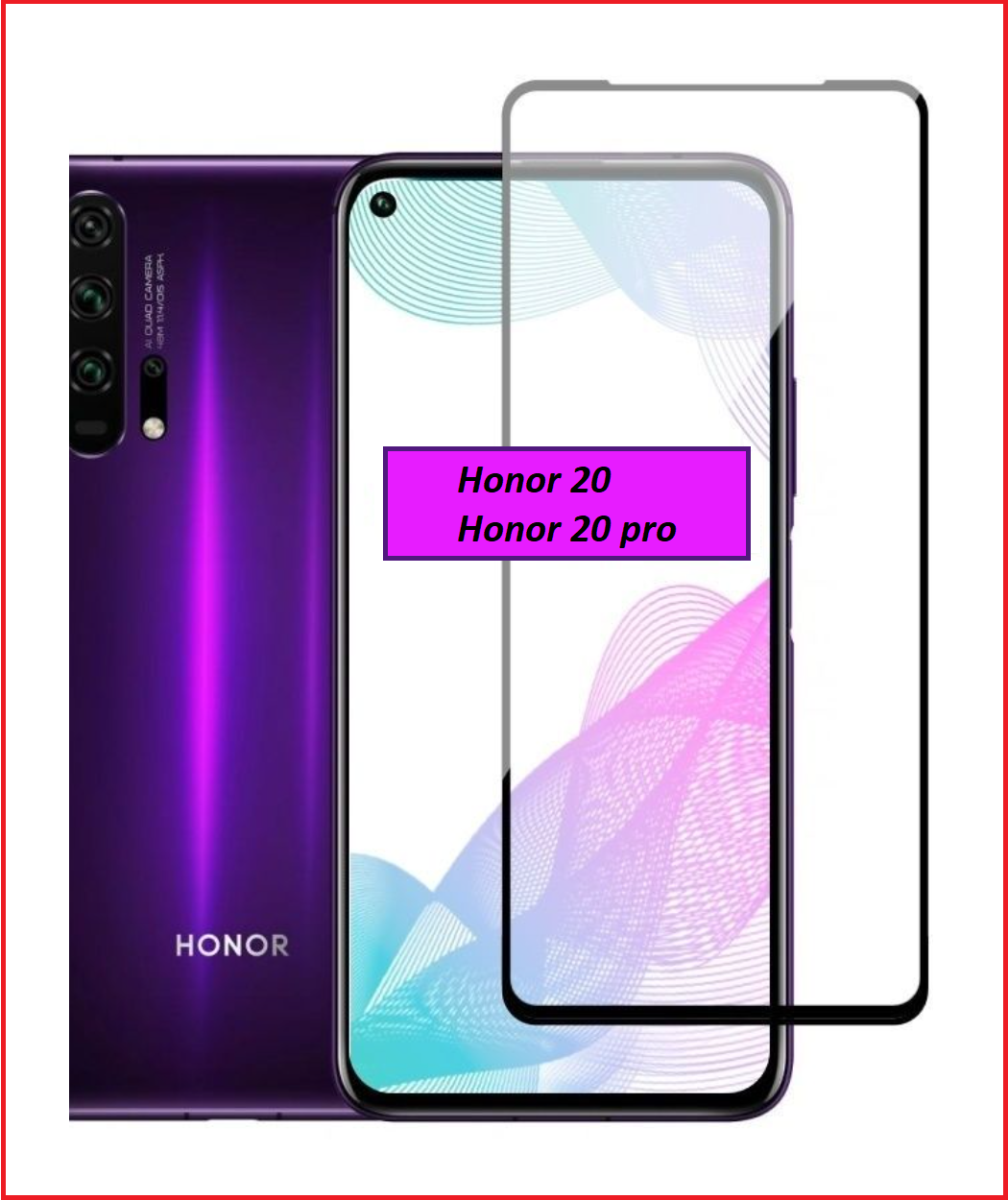 Защитное стекло Full-Screen для Huawei Honor 20 / Honor 20 pro / Nova 5T (Re'in с полной проклейкой) - фото 1 - id-p204111043