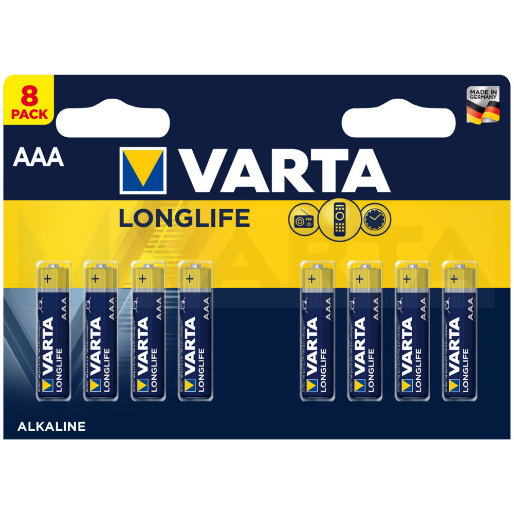 Батарейка VARTA LONGLIFE 4103 LR03 BL8 - фото 3 - id-p204113098
