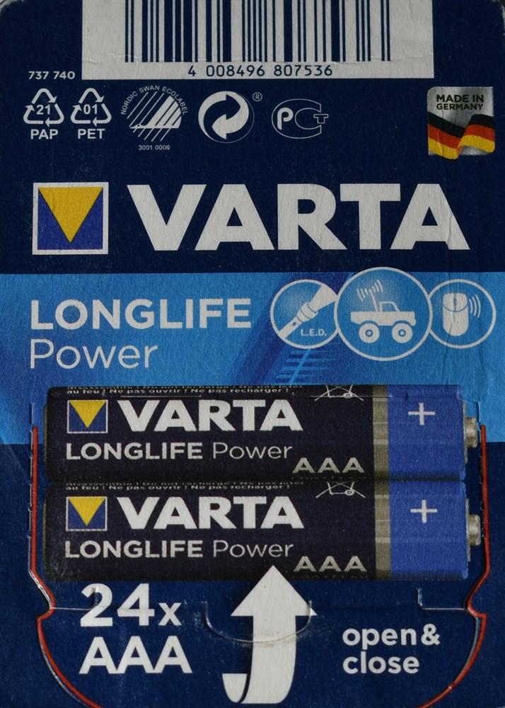 Батарейка VARTA LONGLIFE POWER LR03 ААА BL24 - (блистер 24шт) - фото 3 - id-p204113121