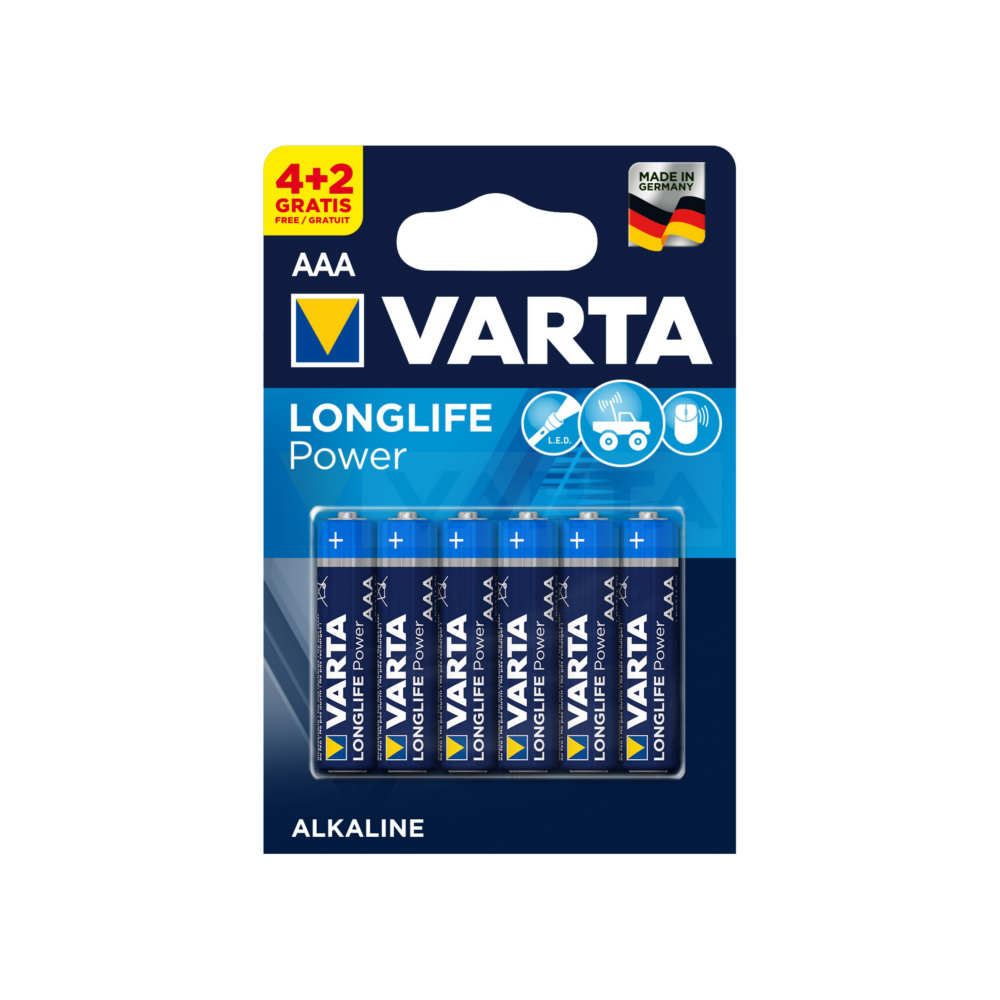 Батарейка VARTA LONGLIFE POWER LR6 AA BL6 (4+2) (блистер 6шт) - фото 1 - id-p204113173