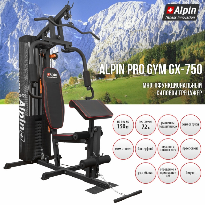 Силовой тренажер Alpin Pro Gym GX750 - фото 9 - id-p204126395