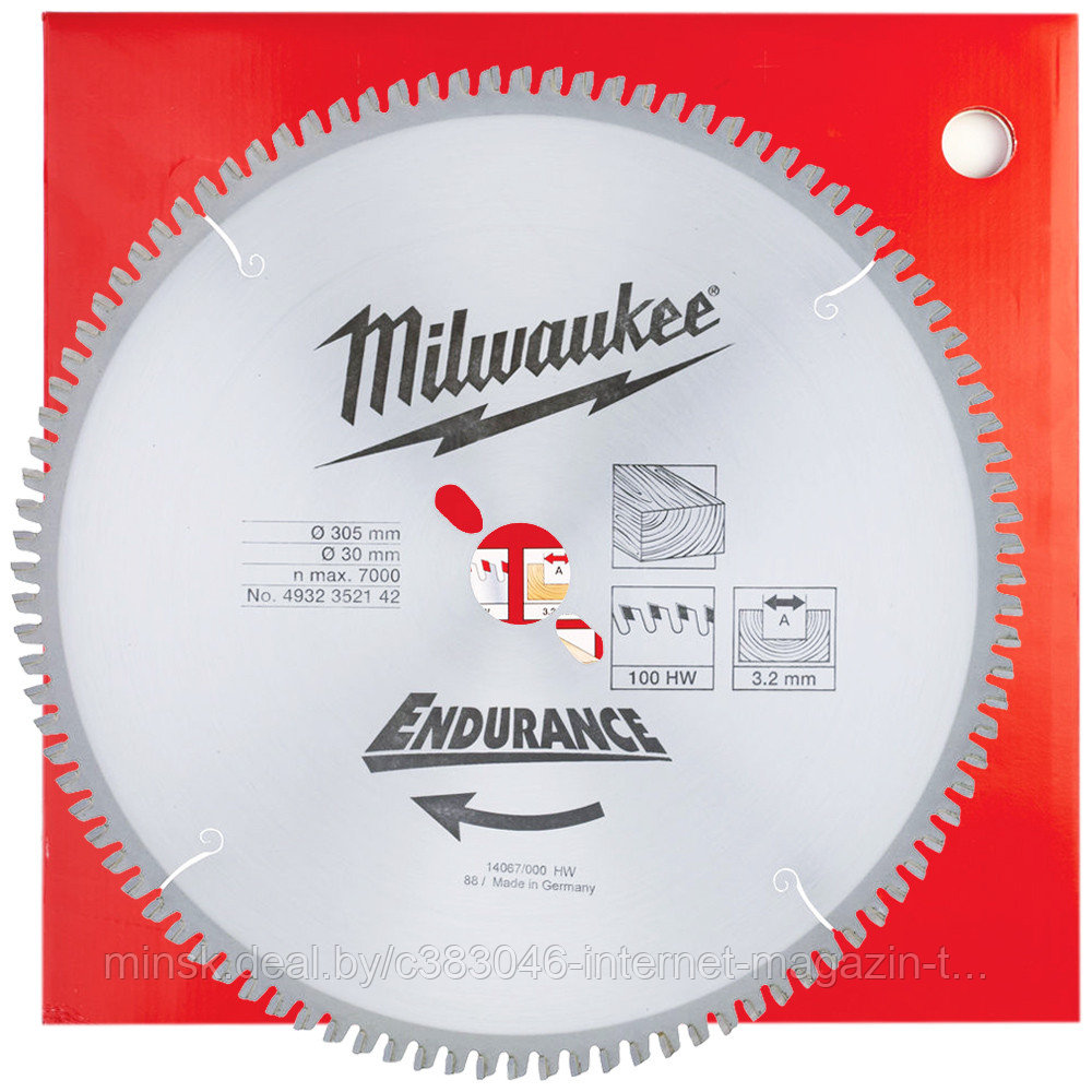 Пильный диск 305х3,2х30 мм Z96 по дереву Milwaukee (4932352142) - фото 1 - id-p114594295
