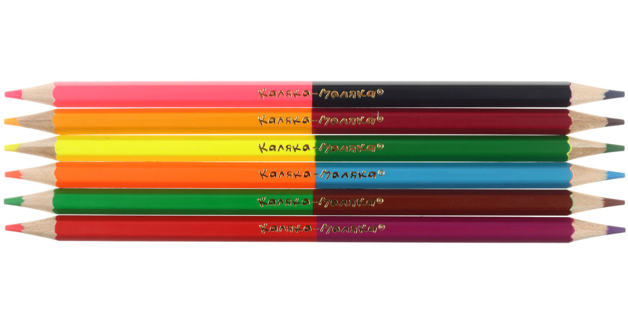 Карандаши цветные двусторонние «Каляка-Маляка» 12 цветов, 6 шт., длина 175 мм - фото 2 - id-p88123066