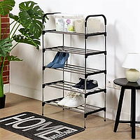 Полка стеллаж для обуви 5-и ярусная, разборная SHOE RACK . Вместимость 15 пар