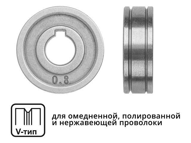 Ролик подающий ф 30/10 мм, шир. 10 мм, проволока ф 0,8-1,0 мм (V-тип) (для твердой проволоки: омедненная, - фото 1 - id-p199922376