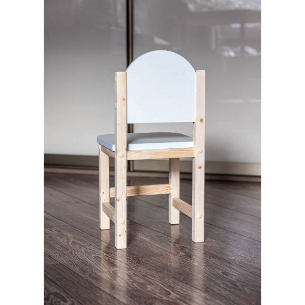 Деревянный стульчик для детей арт. SDLN-30. Высота до сиденья 30 см. Цвет белый с натуральным. - фото 2 - id-p204134366