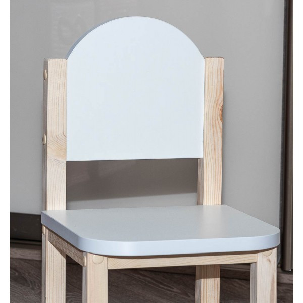 Деревянный стульчик для детей арт. SDLN-30. Высота до сиденья 30 см. Цвет белый с натуральным. - фото 4 - id-p204134366