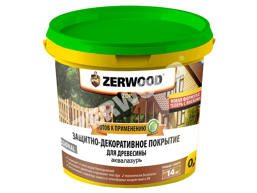 Защитно-декоративное покрытие Zerwood ZDP аквалазурь, РОССИЯ. Вес: 2,5кг., Цвет: Белый