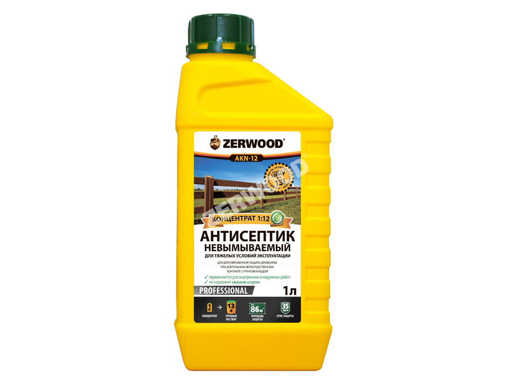 Антисептик-консервант ZERWOOD AKN-12 конц. 1:12, невымываемый, для тяжелых условий эксплуатации, РОССИЯ. - фото 1 - id-p166904522