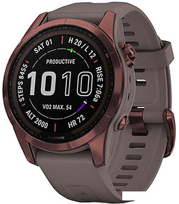 Умные часы Garmin Fenix 7S Sapphire Solar 42 мм (темно-бронзовый титан/сланцевый)