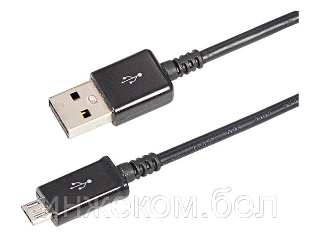 USB кабель microUSB 1 м длинный штекер черный REXANT