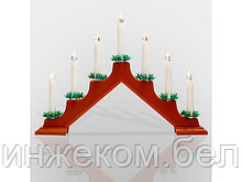 Новогодняя горка 7 свечек, цвет корпуса: Красный, цвет свечения: ТЕПЛЫЙ БЕЛЫЙ (Применяется для эксплуатации в
