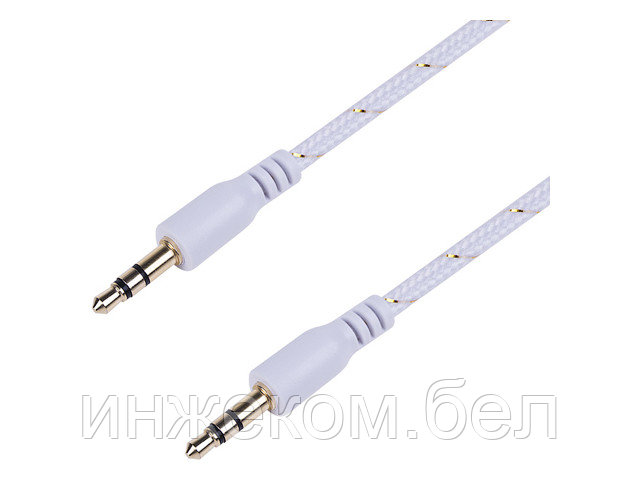 Аудио кабель AUX 3.5 мм в тканевой оплетке 1 м белый REXANT - фото 1 - id-p204145615