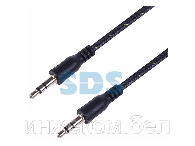 Аудио кабель AUX 3.5 мм в тканевой оплетке 1 м черный REXANT - фото 1 - id-p204145616