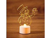 Фигура светодиодная "Снеговик с подарком 2D" на подставке, RGB ( Класс защиты 3, IP20, Тип питания: батарейки)