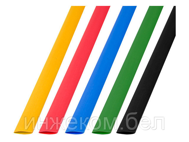 Набор термоусадочной трубки 8,0 / 4,0 мм, пять цветов (упак. 50 шт. по 1 м) REXANT - фото 1 - id-p204142586