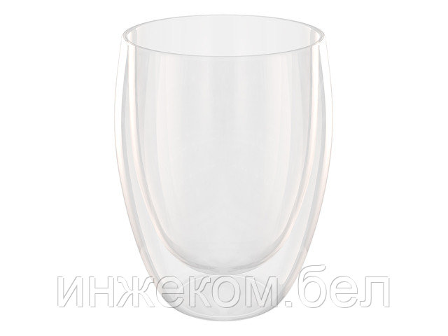 Бокал стеклянный с двойными стенками, 350 мл, серия Puro, QWERTY (Чашка стеклянная, ручной работы, с двойными
