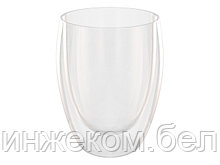 Бокал стеклянный с двойными стенками, 350 мл, серия Puro, QWERTY (Чашка стеклянная, ручной работы, с двойными