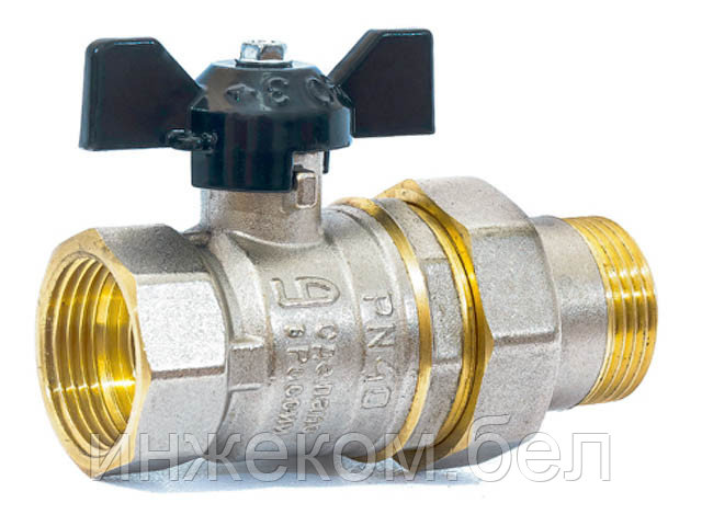 Кран шаровый 3/4" нар.-вн. бабочка (со сгоном) PN40, LD - фото 1 - id-p204148168