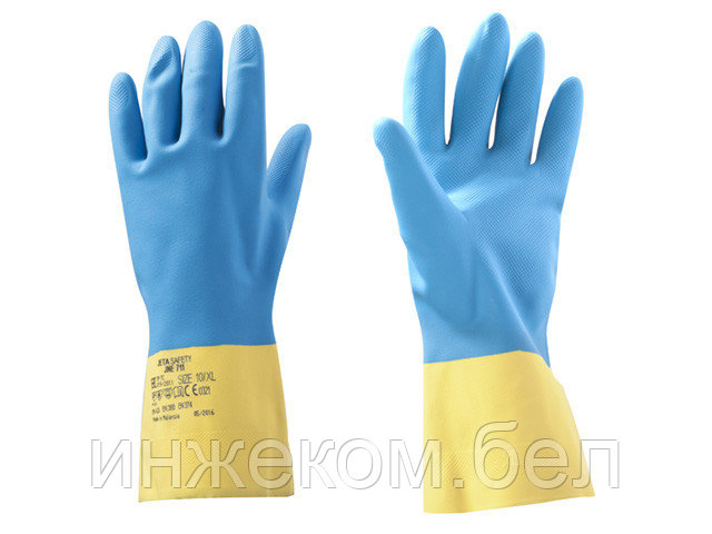 Перчатки К80 Щ50 неопреновые хозяйственно - промышленные, р-р 8/M, желто-голубые, JetaSafety (Хозяйствен., - фото 1 - id-p204142617