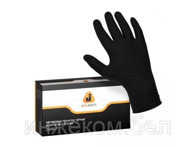 Перчатки нитриловые ультрапрочные, р-р 8/M черные, (уп. 100 шт.), Jeta Safety - фото 1 - id-p204144601