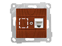 Розетка компьютерная 1xRJ45 (Cat5e, скрытая, без рамки) вишня, RITA, MUTLUSAN