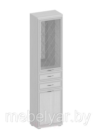 Шкаф-пенал с витриной Лером Карина ШК-1047-СЯ (снежный ясень) - фото 1 - id-p204162058