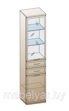 Шкаф-пенал с витриной Лером Карина ШК-1047-СЯ (снежный ясень) - фото 2 - id-p204162058