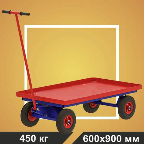 Тележка платформенная, с поворотной осью RUSKLAD ТПО 2 (600х900х50) без колёс, фото 2
