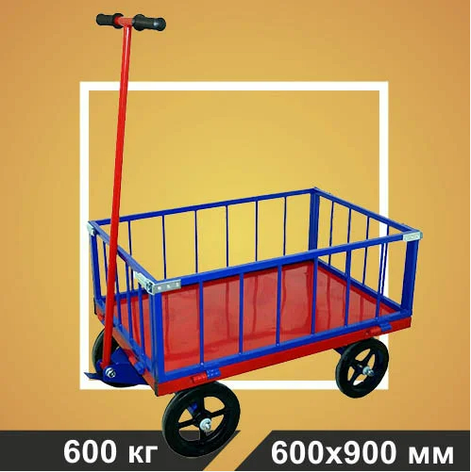 Тележка платформенная RUSKLAD , усиленная, с поворотной осью ТПОБ 2 С (600х900х300) колёса большегрузные, фото 2