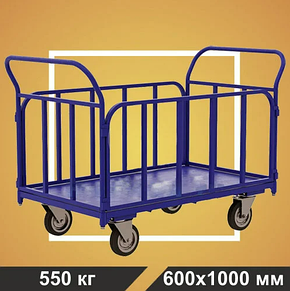Тележка платформенная с трубчатыми бортами RUSKLAD ТБ 3 (600х1000) без колёс, фото 2