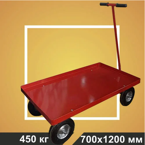 Тележка платформенная, с поворотной осью ТПО 5 (700х1200х50) колёса литые d250мм, фото 2