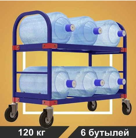 Тележка для перевозки 6-и баллонов воды RUSKLAD ТСВД 6 без колёс, фото 2