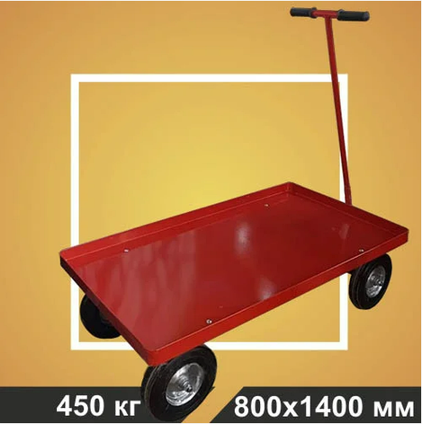Тележка платформенная, с поворотной осью RUSKLAD ТПО 7 (800х1400х50) колёса литые d250мм, фото 2