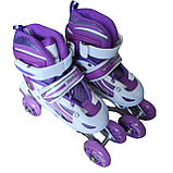Детские роликовые коньки раздвижные Фиолетовый цвет , размер S30-33; Арт. 077-S, фото 2