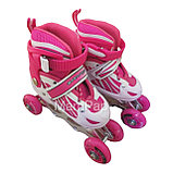 Детские роликовые коньки раздвижные Розовый цвет , размер L 38-41; Арт. 077-l, фото 4