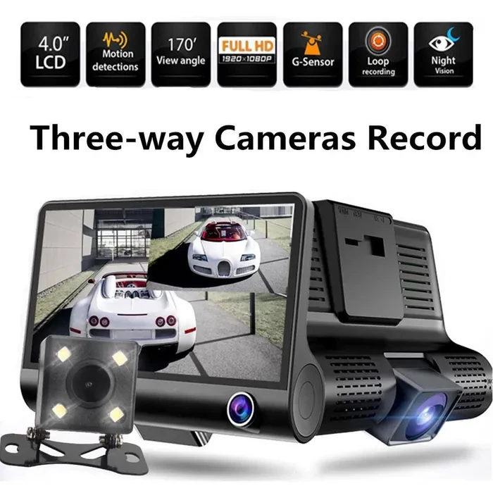 Видеорегистратор автомобильный с 3 камерами VIDEO CARDVR С8 Full HD 1080 - фото 1 - id-p204185955