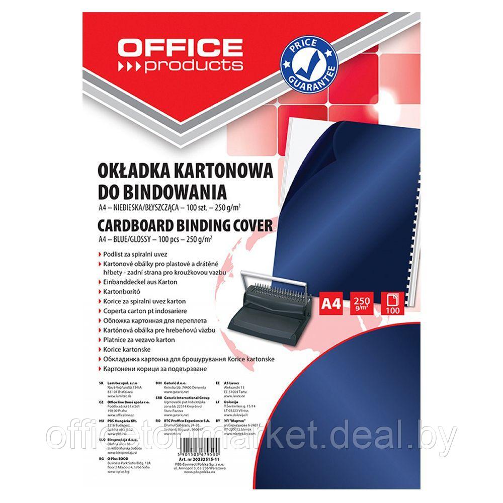 Обложка для переплета "Office Products", A4, картон глянцевый, 250 г/м2, 100 шт., темно-синий - фото 1 - id-p204188028