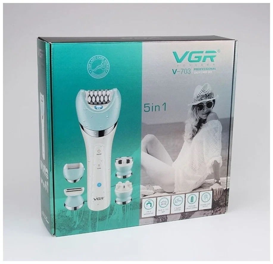 Профессиональный женский эпилятор VGR V-703VOYAGER PROFESSIONAL LADY CARE SET / водонепроницаемый триммер 5 в - фото 10 - id-p204192370