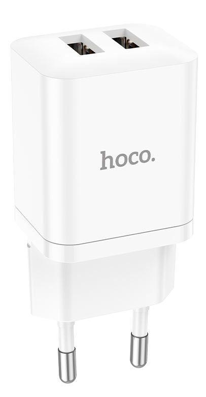 Зарядное устройство - блок питания HOCO N25 с кабелем Type-C, 2.1A, 2 USB, белый 556465 - фото 2 - id-p204191811