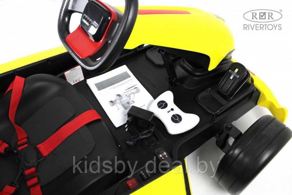 Детский электромобиль дрифт-карт RiverToys H008HH (желтый) с пультом управления - фото 6 - id-p202061018